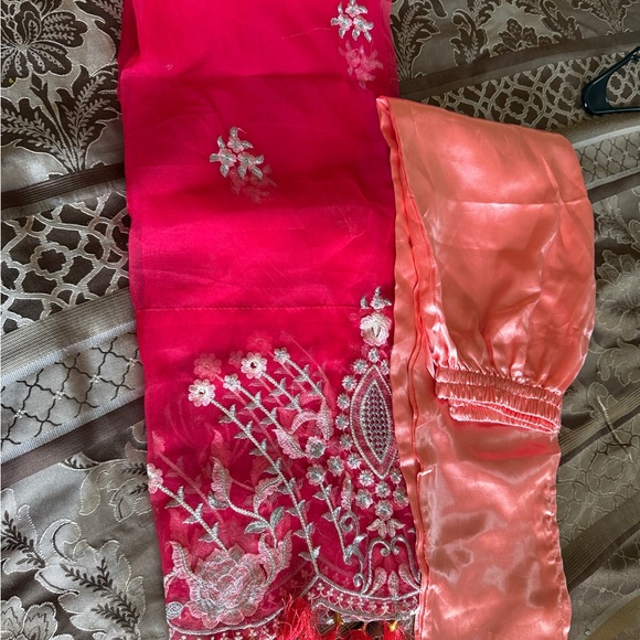 Charming Pink and Gray Embroidered Pakistani dress - Picture 5 of 6